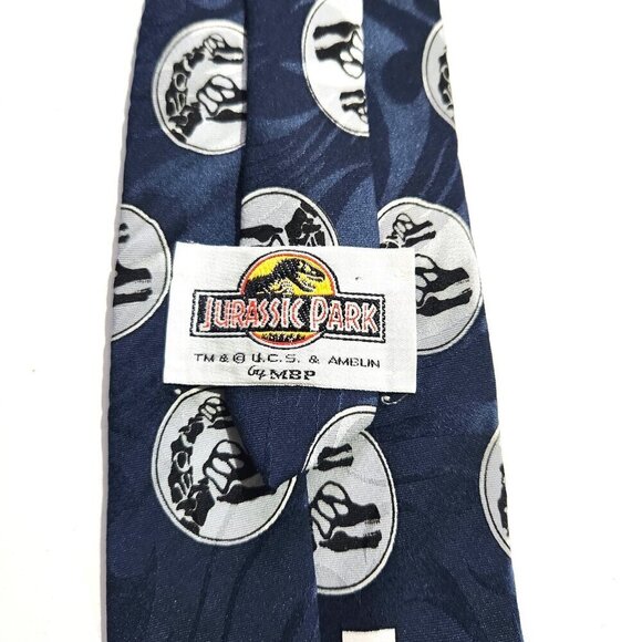 Vintage Jurassic Park Brachiosaur “Brontosaurus” Blue Neck Tie 100% Silk - Picture 3 of 7